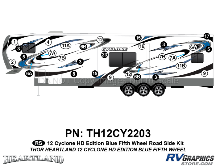 29 Piece 2012 Cyclone FW Roadside Graphics Kit Blue Version