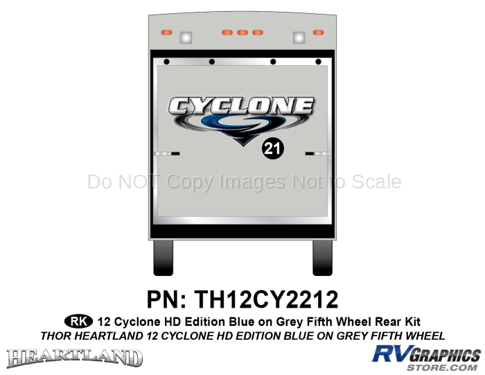 1 Piece 2012 Cyclone FW Rear Graphics Kit Blue/Gray  Version