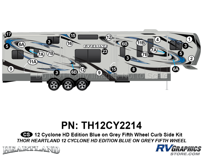 29 Piece 2012 Cyclone FW Curbside Graphics Kit Blue/Gray  Version