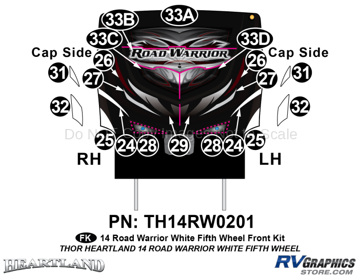 20 Piece 2014 Road Warrior FW-WHITE Front Graphics Kit