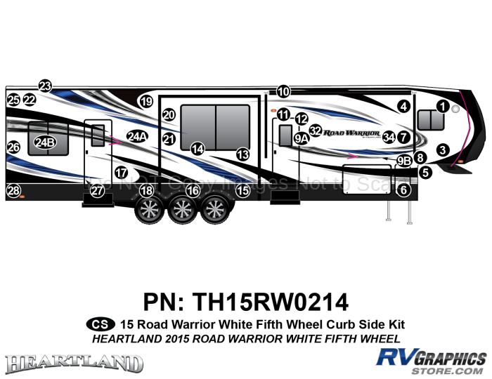 31 Piece 2015 Road Warrior FW Whitewall Curbside Graphics Kit