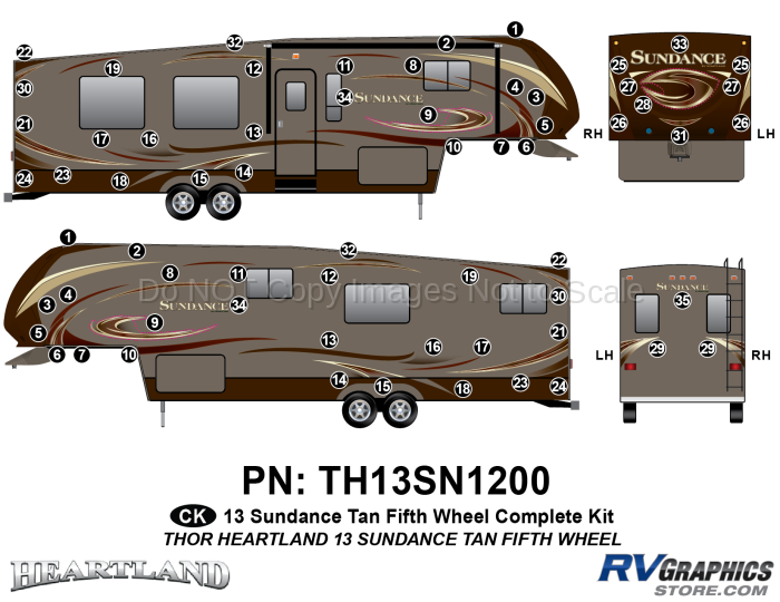 64 Piece 2013 Sundance Tan Glass FW Complete Graphics Kit