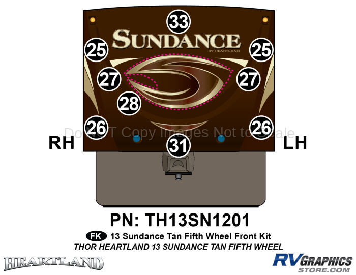 9 Piece 2013 Sundance Tan Glass FW Front Graphics Kit