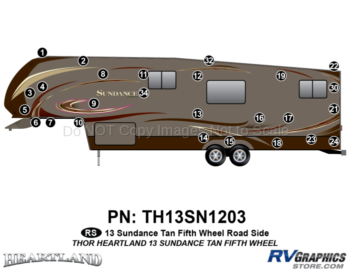 26 Piece 2013 Sundance Tan Glass FW Roadside Graphics Kit