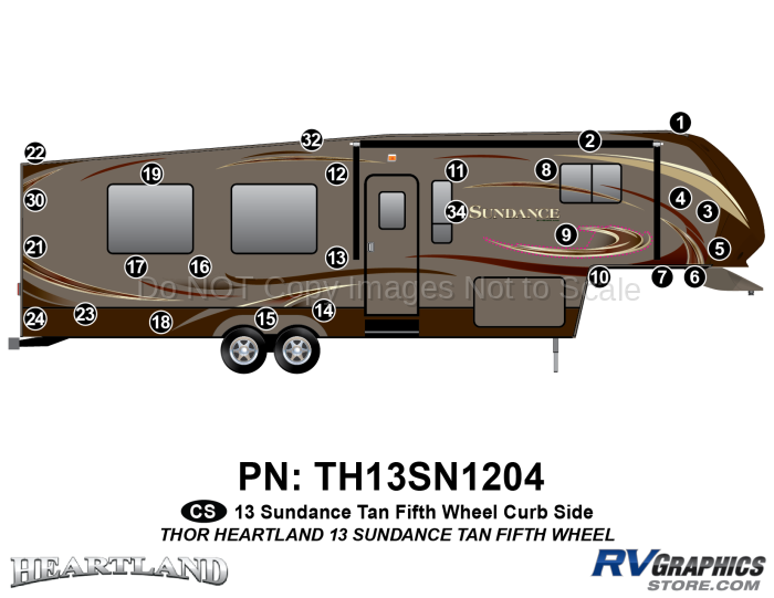 26 Piece 2013 Sundance Tan Glass FW Curbside Graphics Kit