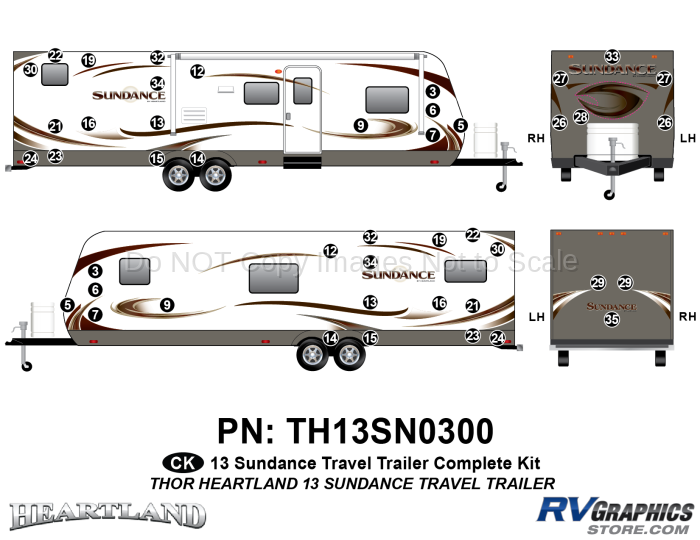 43 Piece 2013 Sundance Travel Trailer Complete Graphics Kit