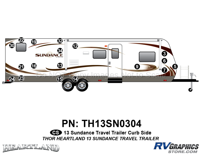 17 Piece 2013 Sundance Travel Trailer Curbside Graphics Kit