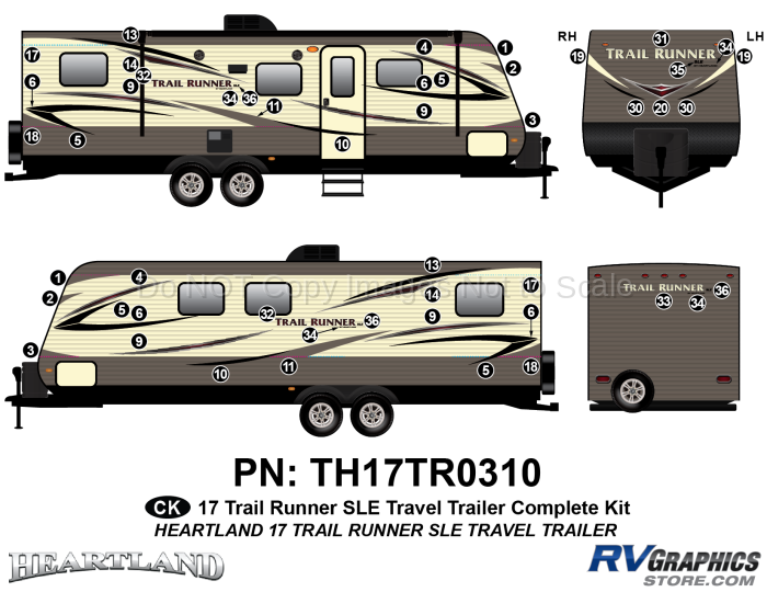 47 Piece 2017 Trailrunner SLE TT Complete Graphics Kit