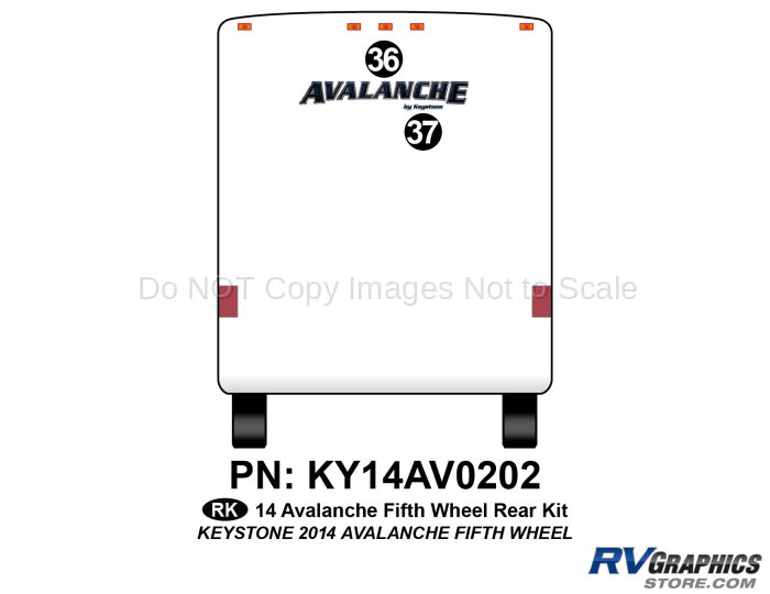 2 Piece 2014 Avalanche Fifth Wheel Rear Graphics Kit