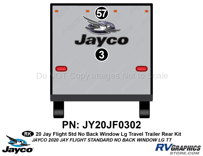 2 Piece 2020 Jay Flight Standard Lg Travel Trailer NO Back Window Rear Graphics Kit