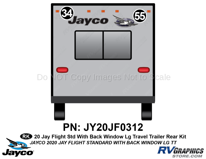 2 Piece 2020 Jay Flight Standard Lg Travel Trailer Back WindowRear Graphics Kit