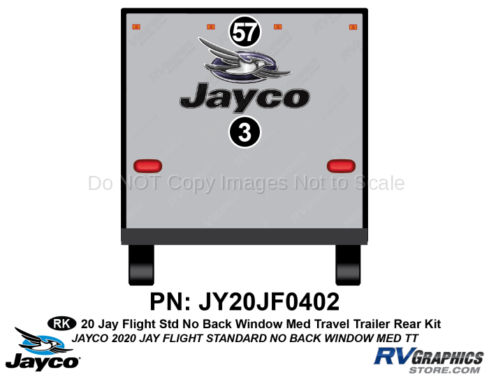 2 Piece 2020 Jay Flight Standard MEDIUM Travel Trailer NO Back Window Rear Graphics Kit