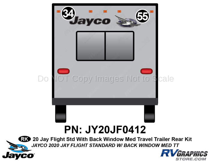 2 Piece 2020 Jay Flight Standard MEDIUM Travel Trailer Back WindowRear Graphics Kit