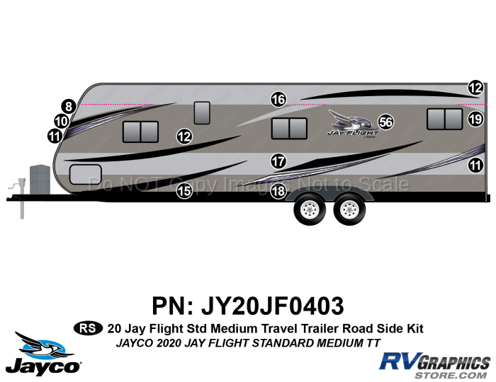 12 Piece 2020 Jay Flight Standard MEDIUM Travel Trailer Roadside Graphics Kit