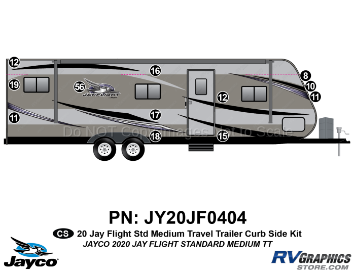 12 Piece 2020 Jay Flight Standard MEDIUM Travel Trailer Curbside Graphics Kit