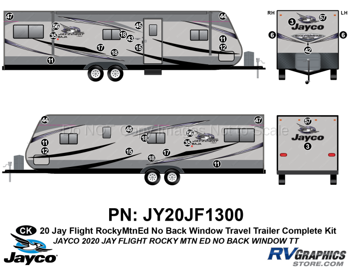 32 Piece 2020 Jay Flight Rocky Mountain Edition Travel Trailer NO Back Window Complete Graphics Kit