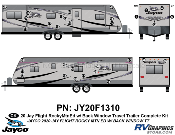 32 Piece 2020 Jay Flight Standard Rocky Mountain Edition Travel Trailer Back Window Complete Graphics Kit