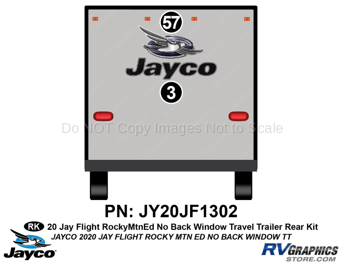 2 Piece 2020 Jay Flight Rocky Mountain Edition Travel TrailerNO Back Window Rear Graphics Kit