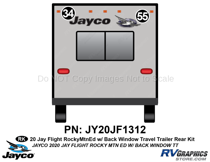 2 Piece 2020 Jay Flight Rocky Mountain Edition Travel Trailer Back WindowRear Graphics Kit