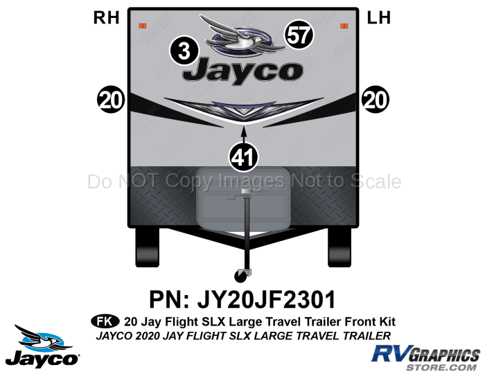 5 Piece 2020 Jay Flight SLX Lg Travel Trailer Front Graphics Kit