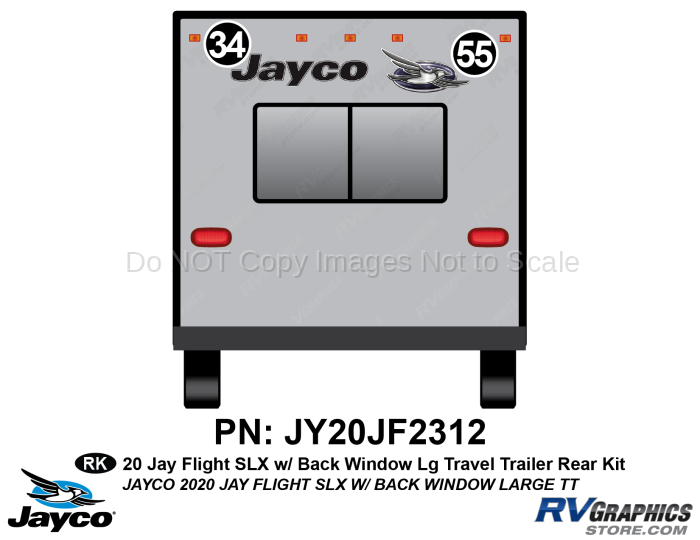 2 Piece 2020 Jay Flight SLX Lg Travel Trailer Back WindowRear Graphics Kit