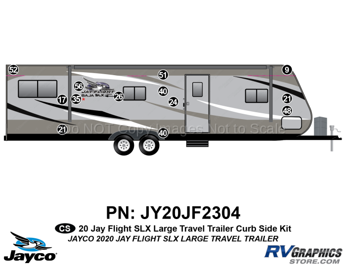 12 Piece 2020 Jay Flight SLX Lg Travel Trailer Curbside Graphics Kit