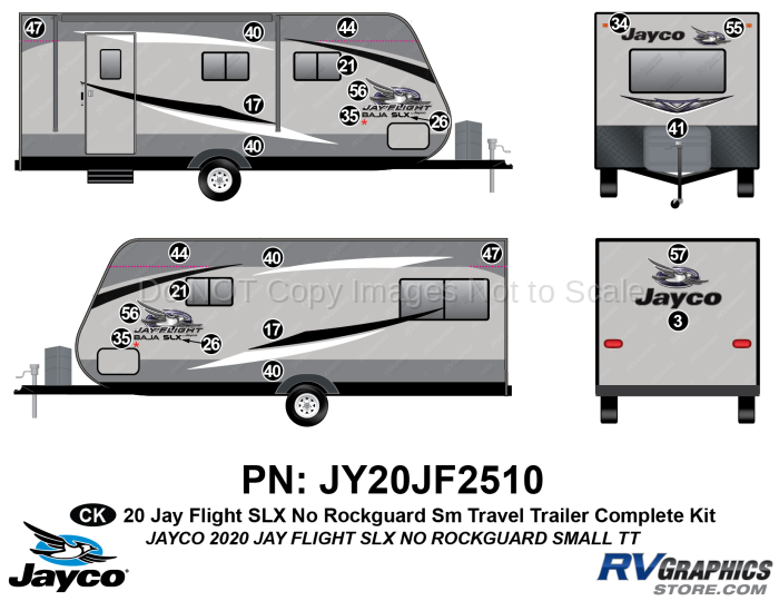 23 Piece 2020 Jay Flight SLX Small Travel Trailer NO ROCKGUARD Complete Graphics Kit