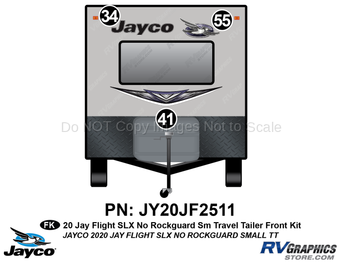 3 Piece 2020 Jay Flight SLX Small Travel Trailer NO ROCKGUARD Front Graphics Kit