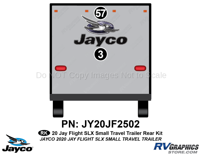 2 Piece 2020 Jay Flight SLX Small Travel Trailer Rear Graphics Kit