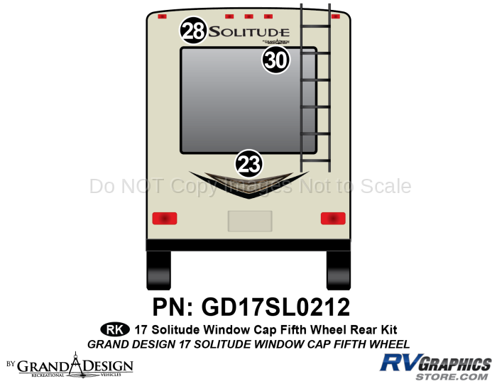 3 Piece 2017 Solitude Fifth Wheel Front Window Rear Graphics Kit