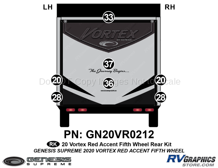 7 Piece 2020 Vortex Fifth Wheel Rear Graphics Kit-RED Combination