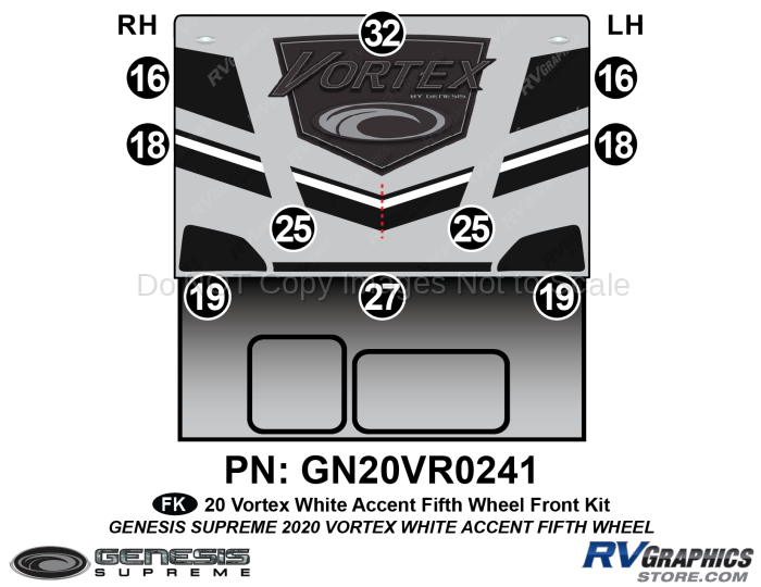 10 Piece 2020 Vortex Fifth Wheel Front Graphics Kit-WHITE Combination