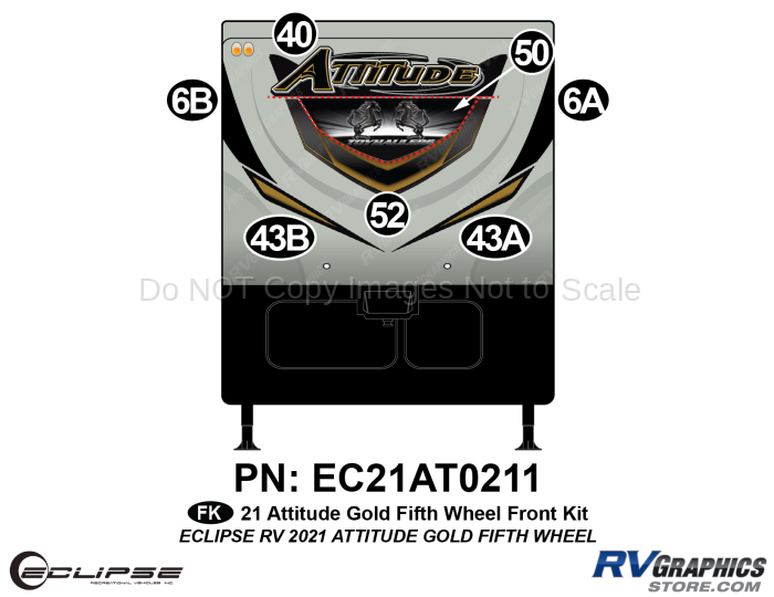 7 Piece 2021 Attitude Fifth Wheel Front Graphics Kit Gold Version