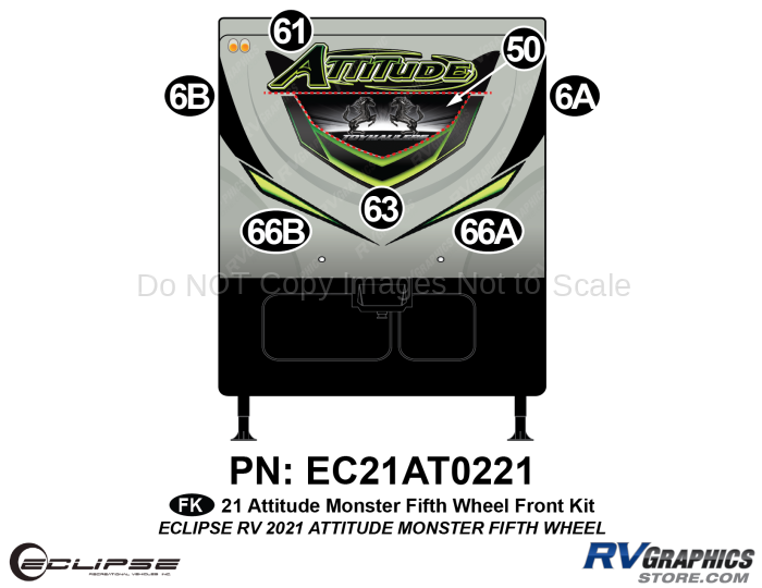 7 Piece 2021 Attitude Fifth Wheel Front Graphics Kit Green Version