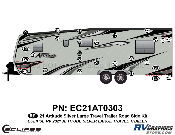 27 Piece 2021 Attitude Lg Travel Trailer Roadside Graphics Kit Silver Version