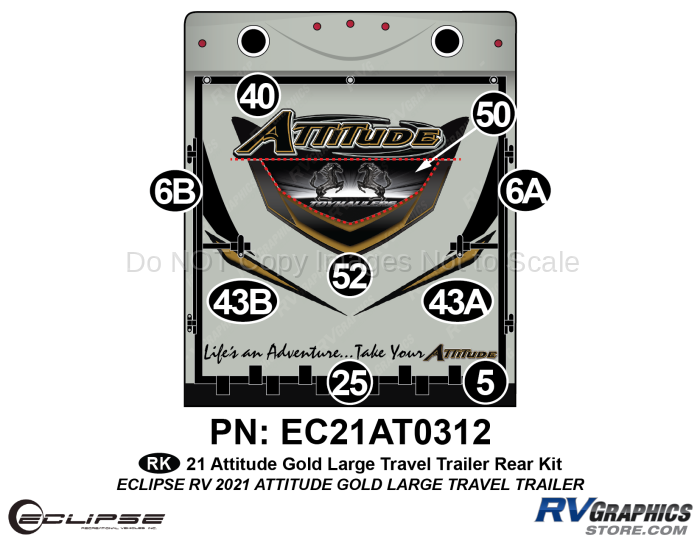 9 Piece 2021 Attitude Lg Travel Trailer Rear Graphics Kit Gold Version