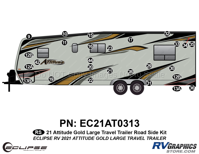 27 Piece 2021 Attitude Lg Travel Trailer Roadside Graphics Kit Gold Version