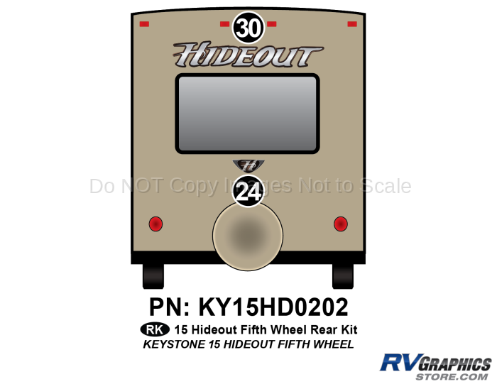 2 Piece 2015 Hideout Fifth Wheel Rear Graphics Kit