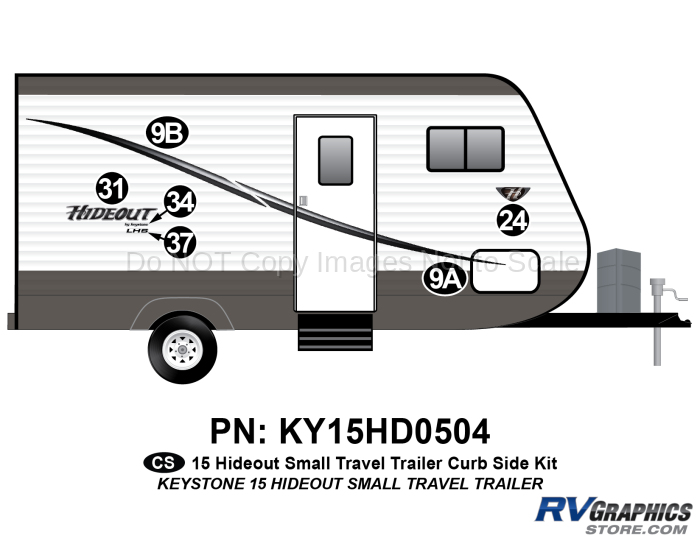 6 Piece 2015 Hideout Small Trailer Curbside Graphics Kit