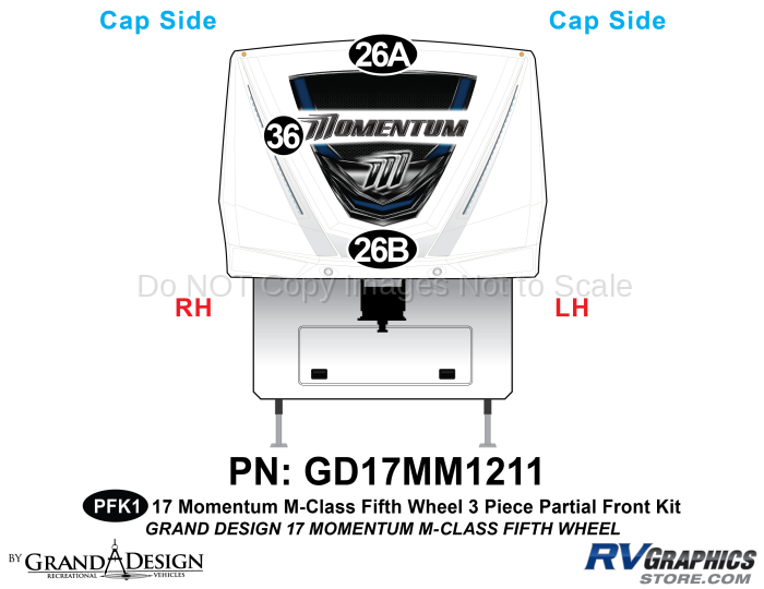 3 Piece 2017 Momentum M-Class Partial Front Graphics Kit