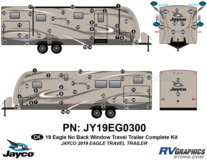 79 Piece 2019 Eagle Travel Trailer NO Back Window Complete Kit