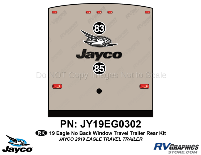 2 Piece 2019 Eagle Travel Trailer NO Back Window REAR Kit