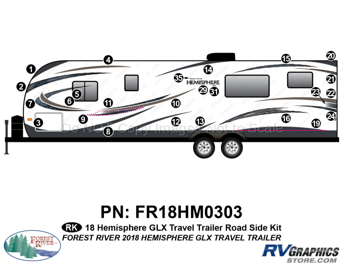 25 Piece 2018 Salem Hemiphere GLX  Travel Trailer Roadside Graphics Kit