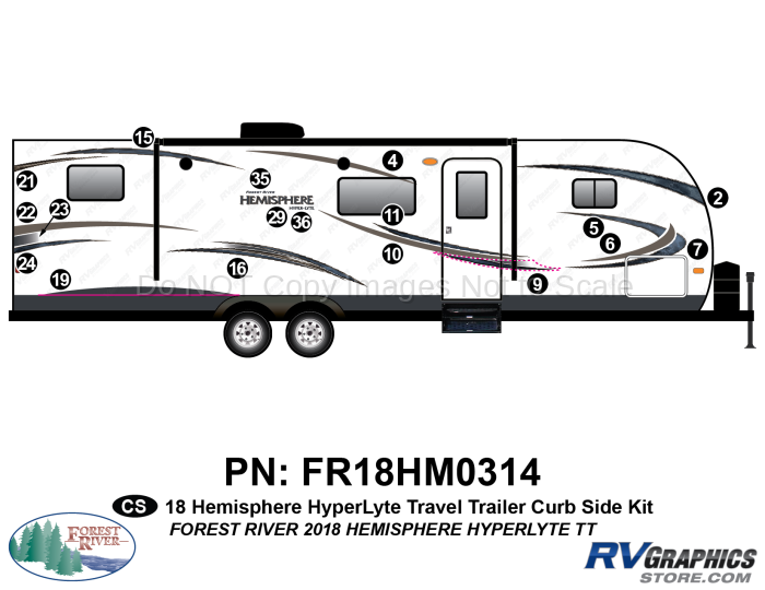 18 Piece 2018 Salem Hemiphere HyperLite Travel Trailer Curbside Graphics Kit