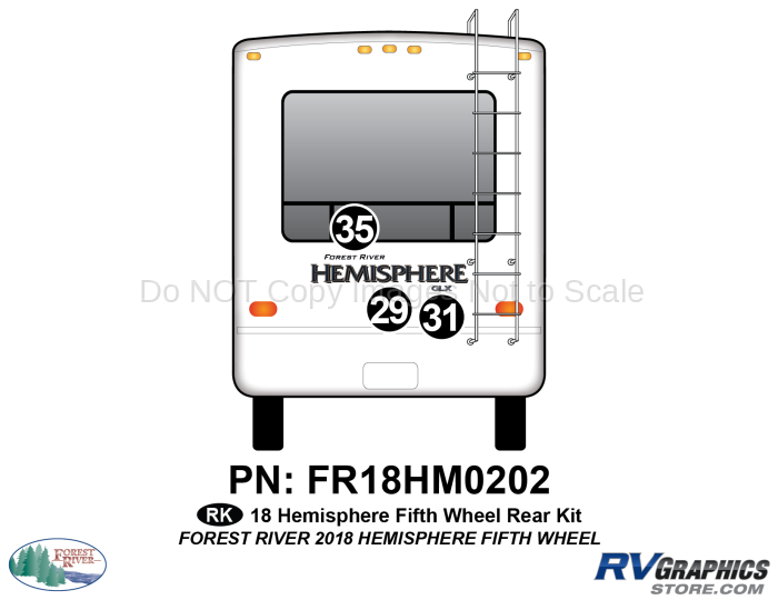 3 Piece 2018 Salem Hemiphere Fifth Wheel Rear Graphics Kit