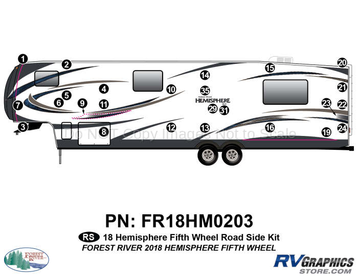 25 Piece 2018 Salem Hemiphere Fifth Wheel Roadside Graphics Kit