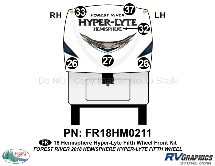 6 Piece 2018 Salem Hemiphere HyperLite Fifth Wheel Front Graphics Kit