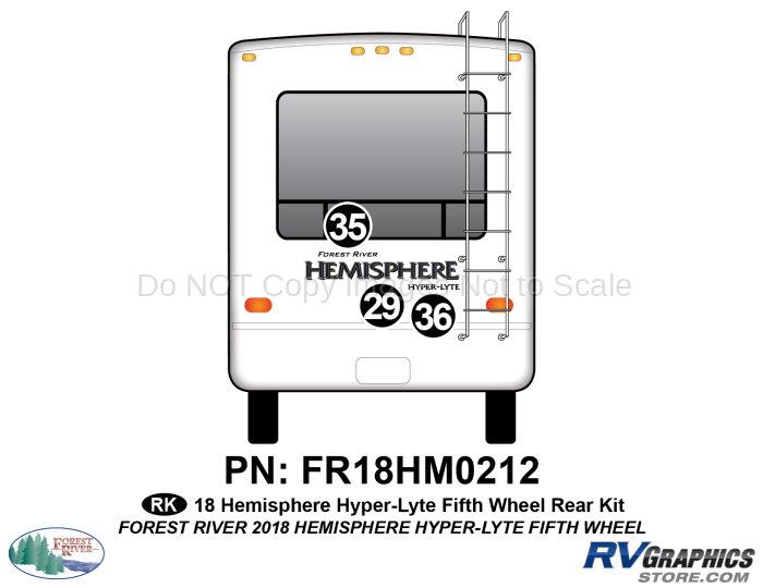 3 Piece 2018 Salem Hemiphere HyperLite Fifth Wheel Rear Graphics Kit