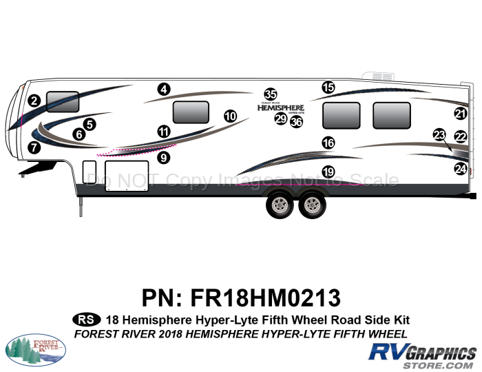 18 Piece 2018 Salem Hemiphere HyperLite Fifth Wheel Roadside Graphics Kit