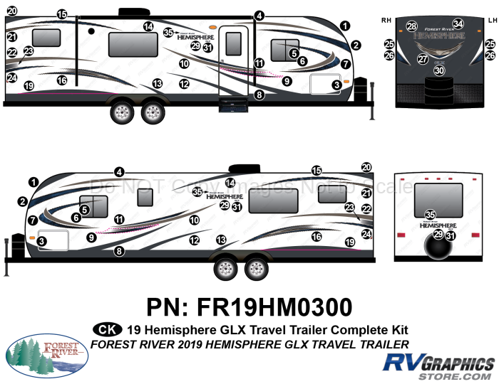 61 Piece 2019 Salem Hemiphere GLX Travel Trailer Complete Graphics Kit